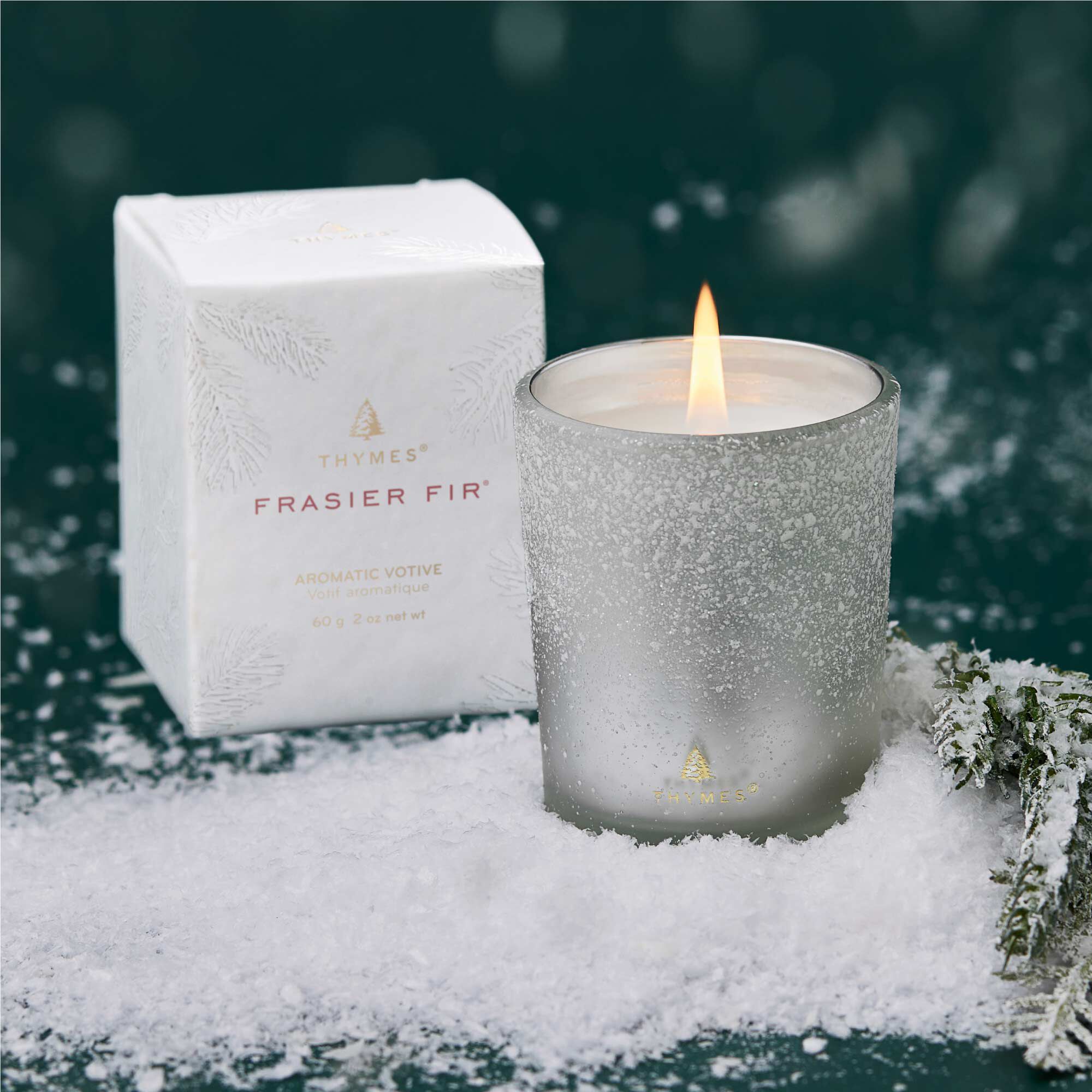 Frasier Fir? Flocked Votive Candle - Thymes