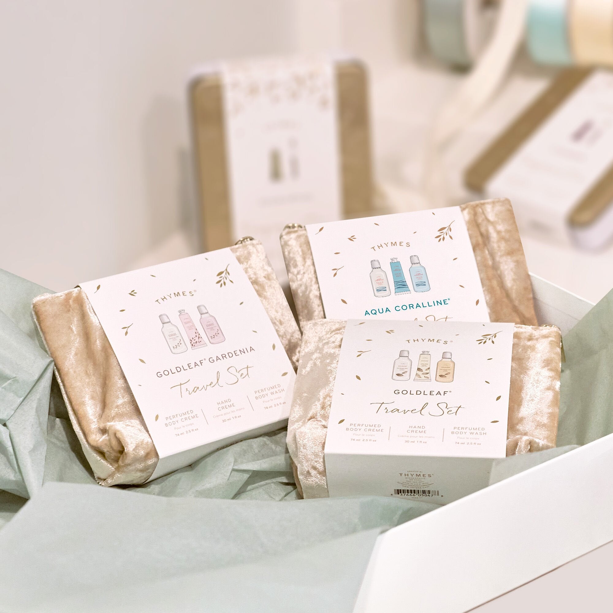 Goldleaf Gardenia Travel Set with Beauty Bag - Thymes