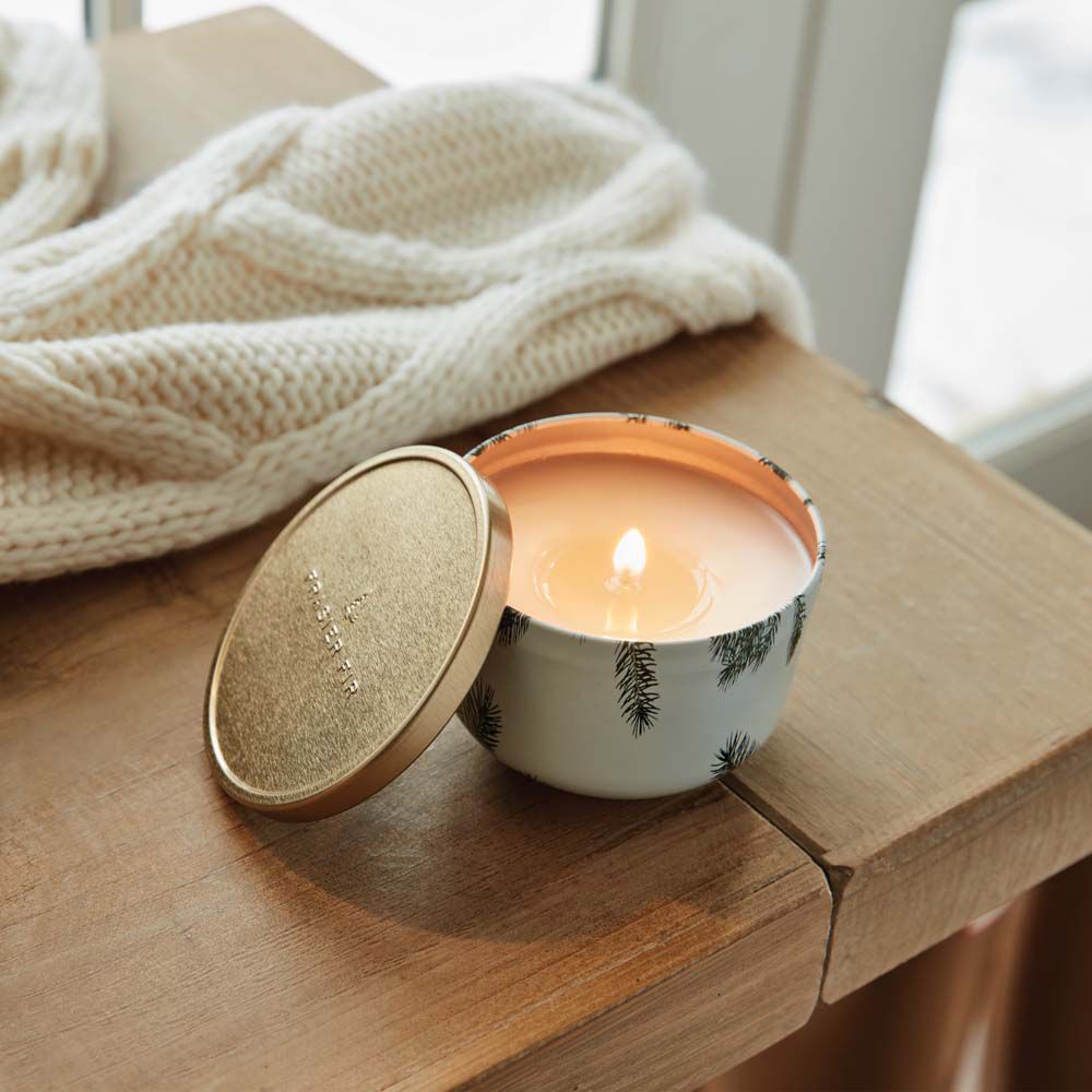 Frasier Fir? Candle Tin with Gold Lid - Thymes