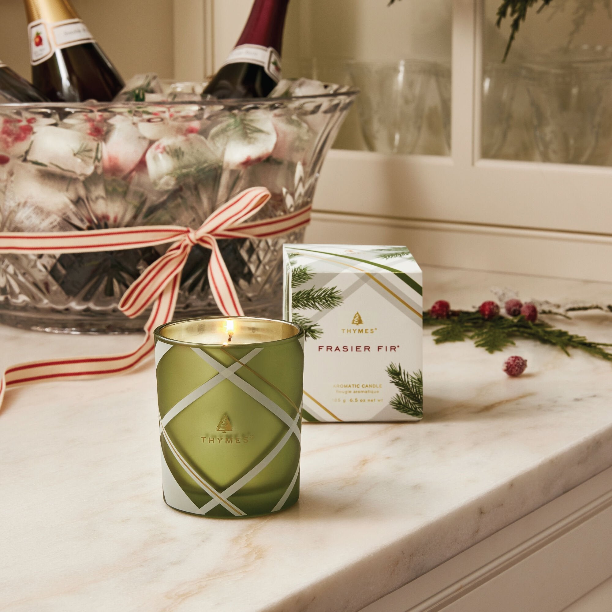 Frasier Fir? Frosted Plaid 6.5 oz Poured Candle - Thymes