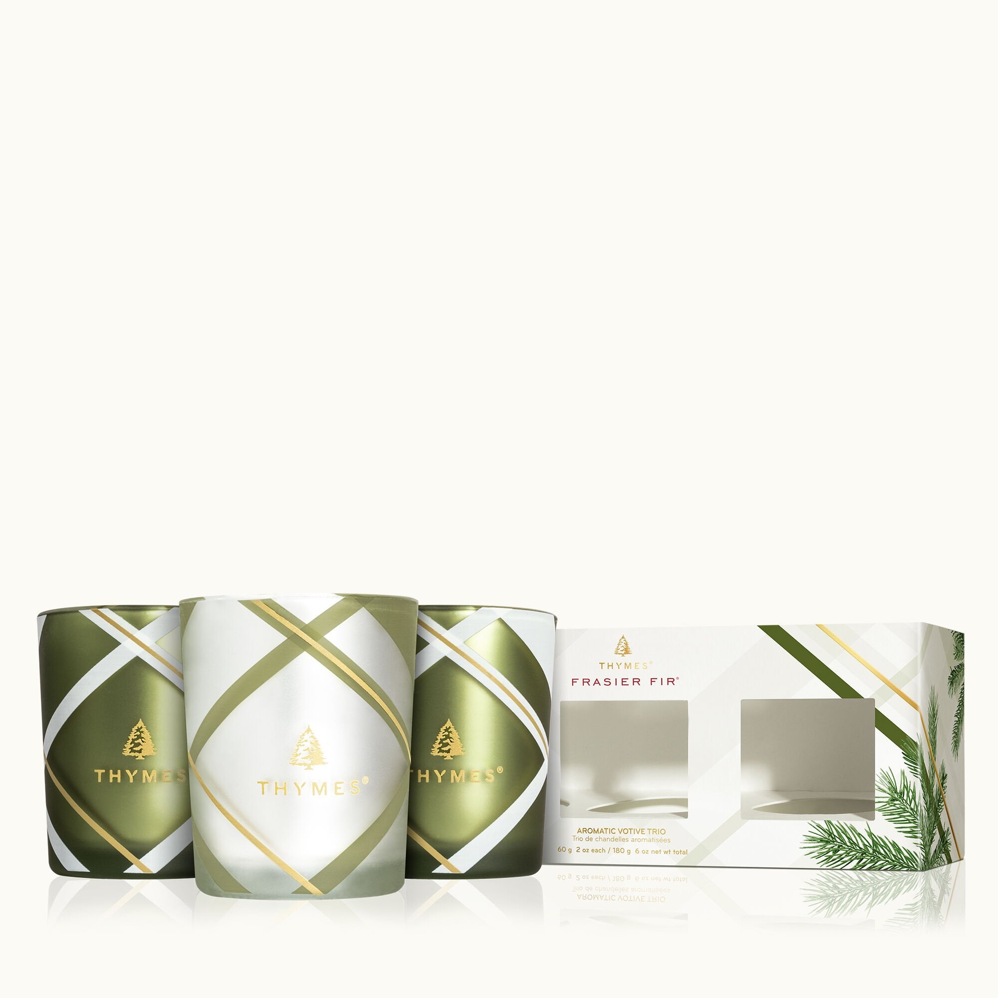 Frasier Fir® Frosted Plaid Votive Trio - Thymes