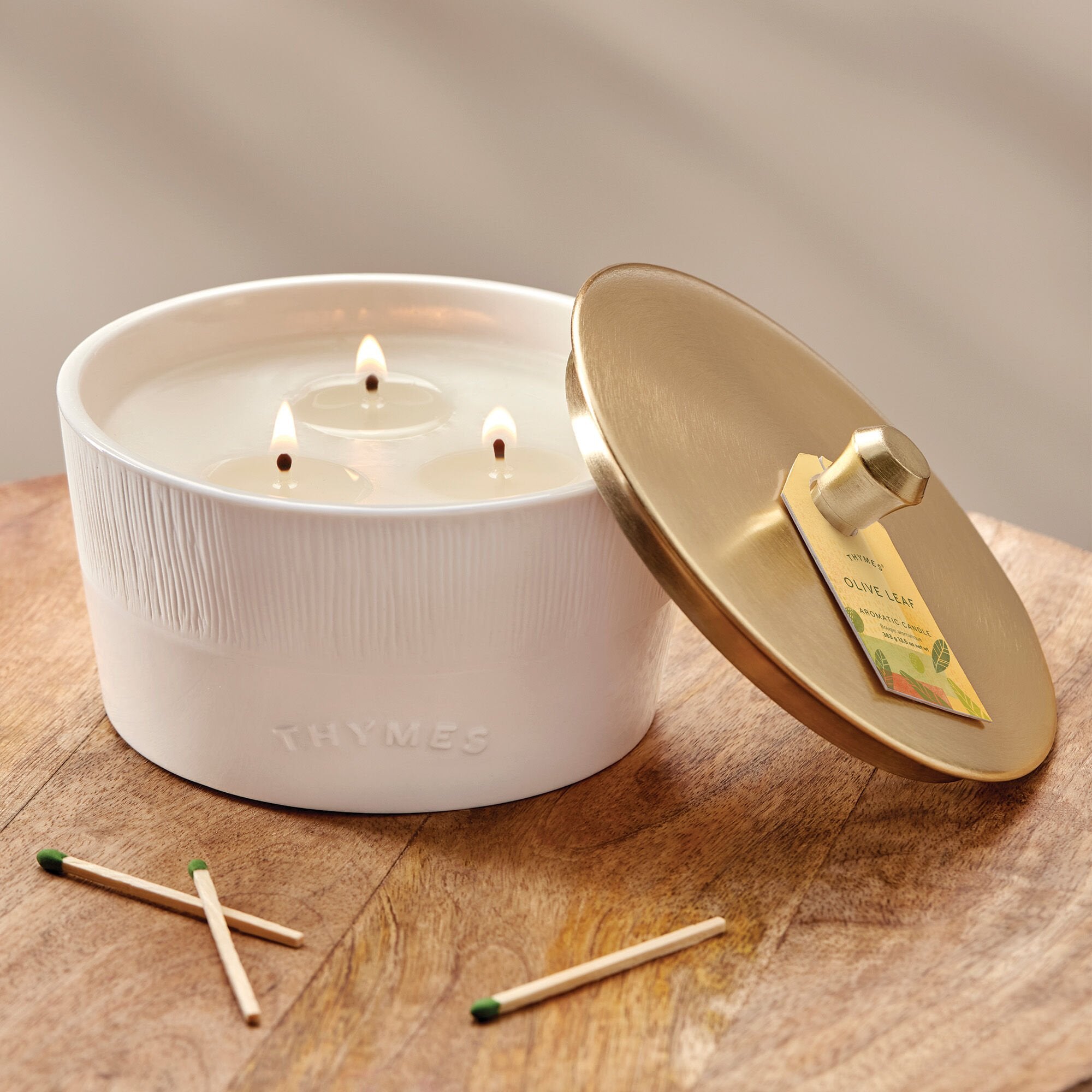 Olive Leaf Statement 3-Wick Candle - Thymes