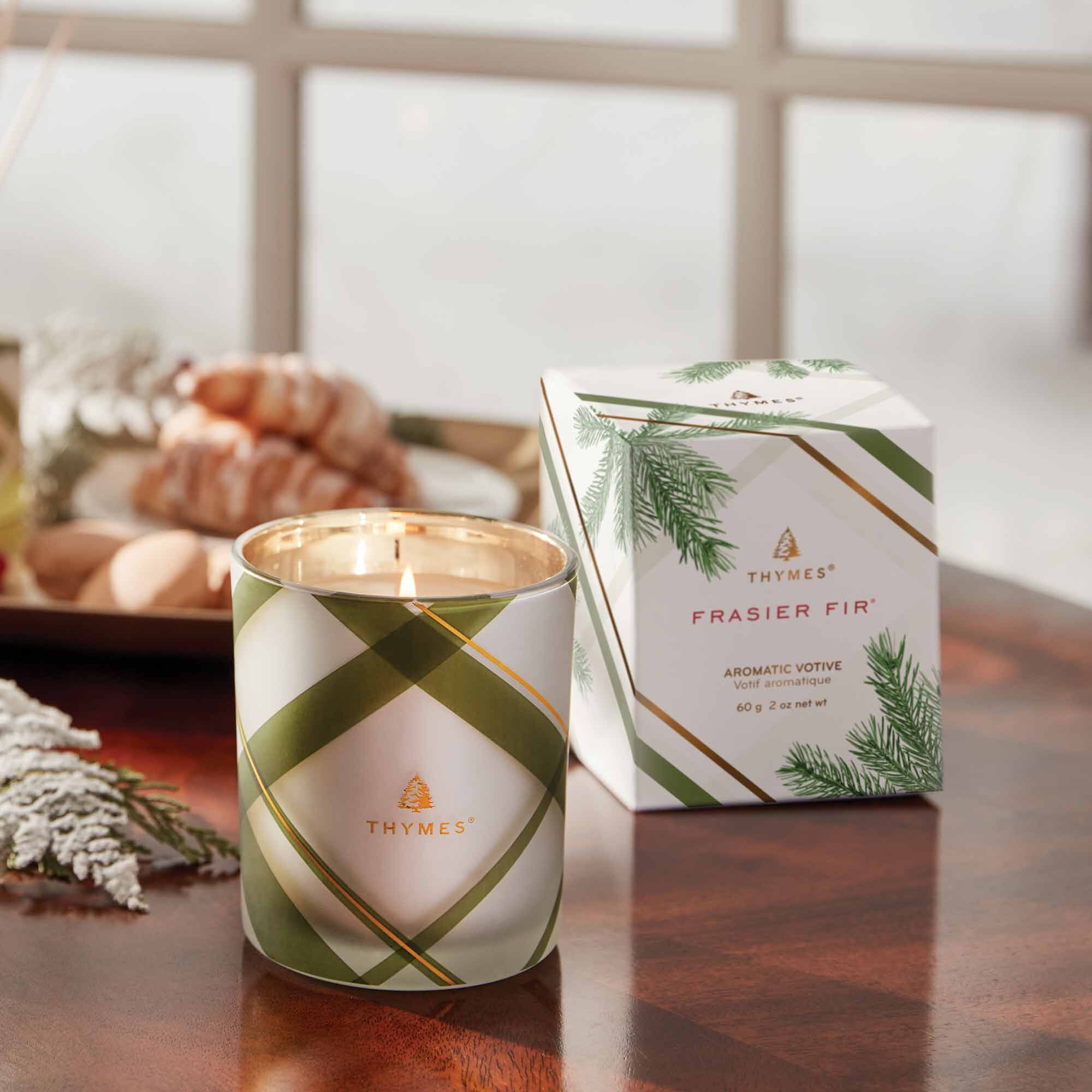 Frasier Fir® Frosted Plaid Votive Candle - Thymes