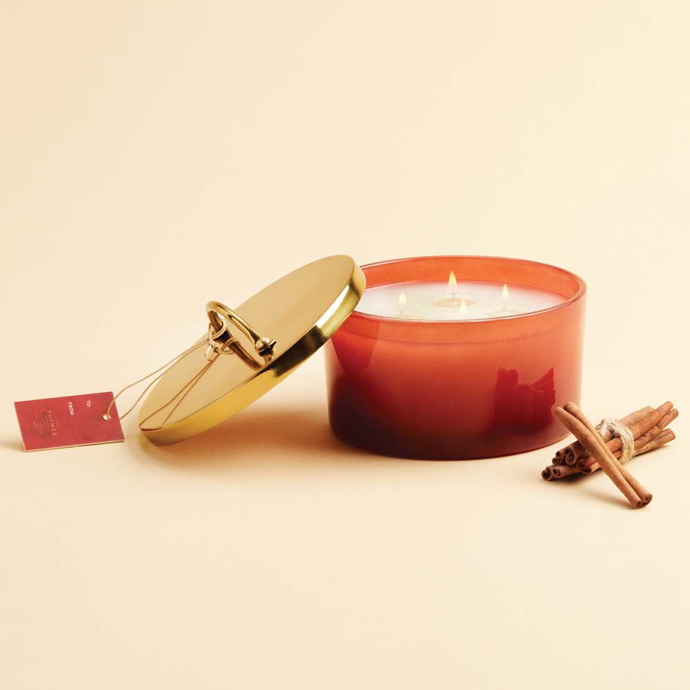 Simmered Cider Harvest Red 4-Wick Candle - Thymes