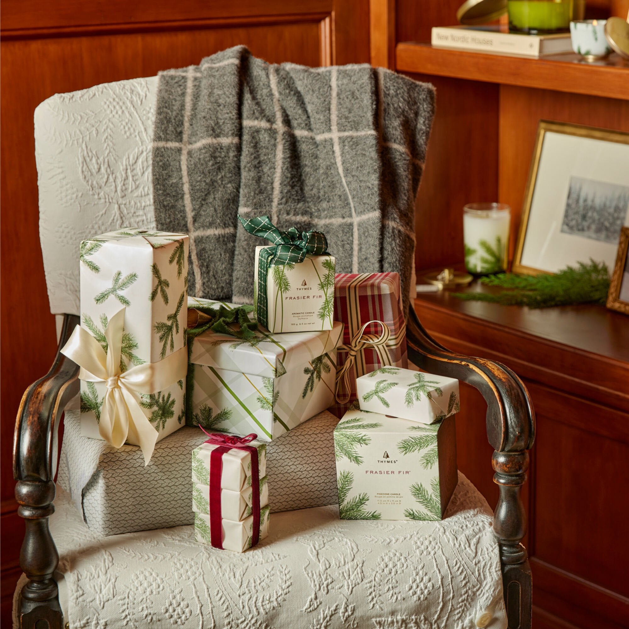 Frasier Fir? Frosted Plaid Wrapping Paper. 2 Pack - Thymes