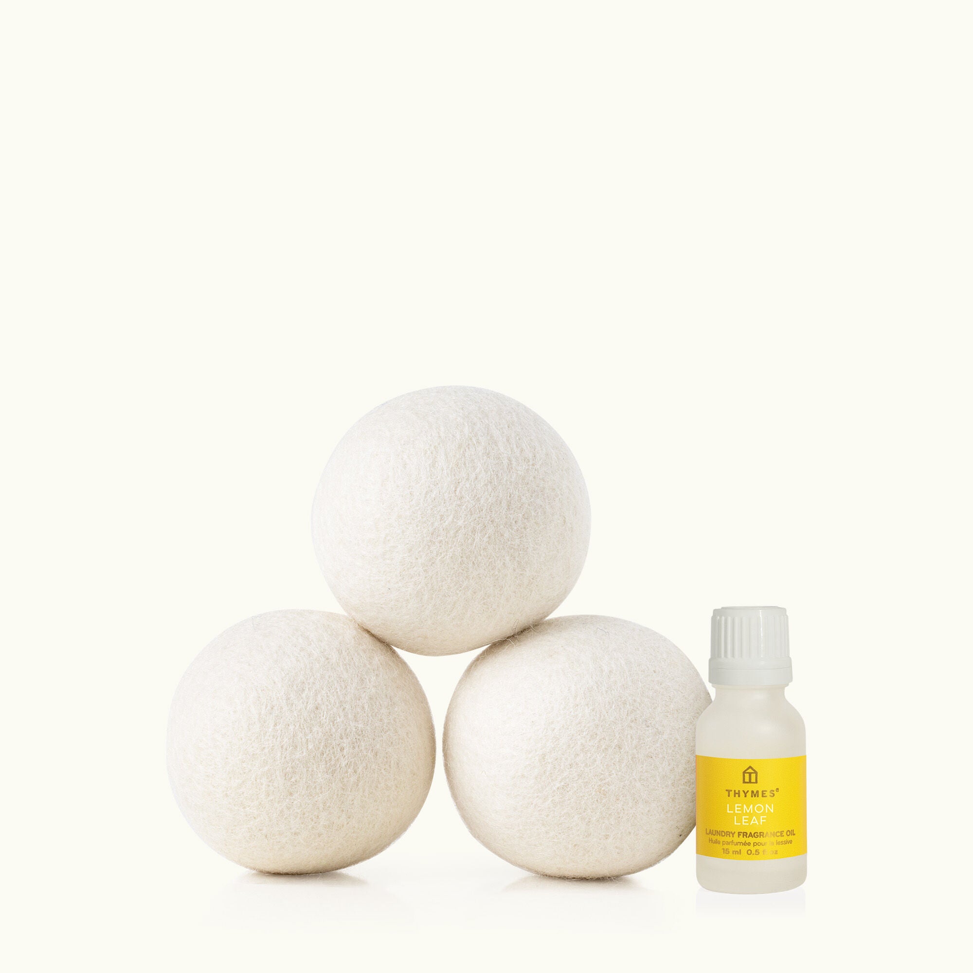 Lemon Leaf Wool Dryer Balls & Laundry Fragrance Oil Set - Thymes