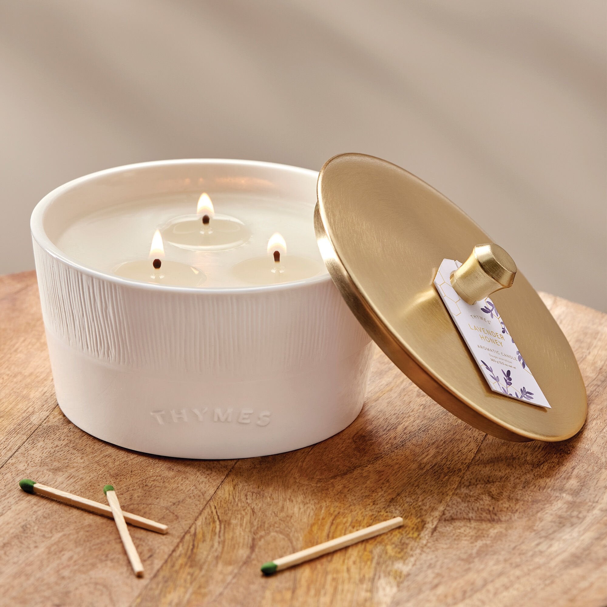 Lavender Honey Statement 3-Wick Candle - Thymes