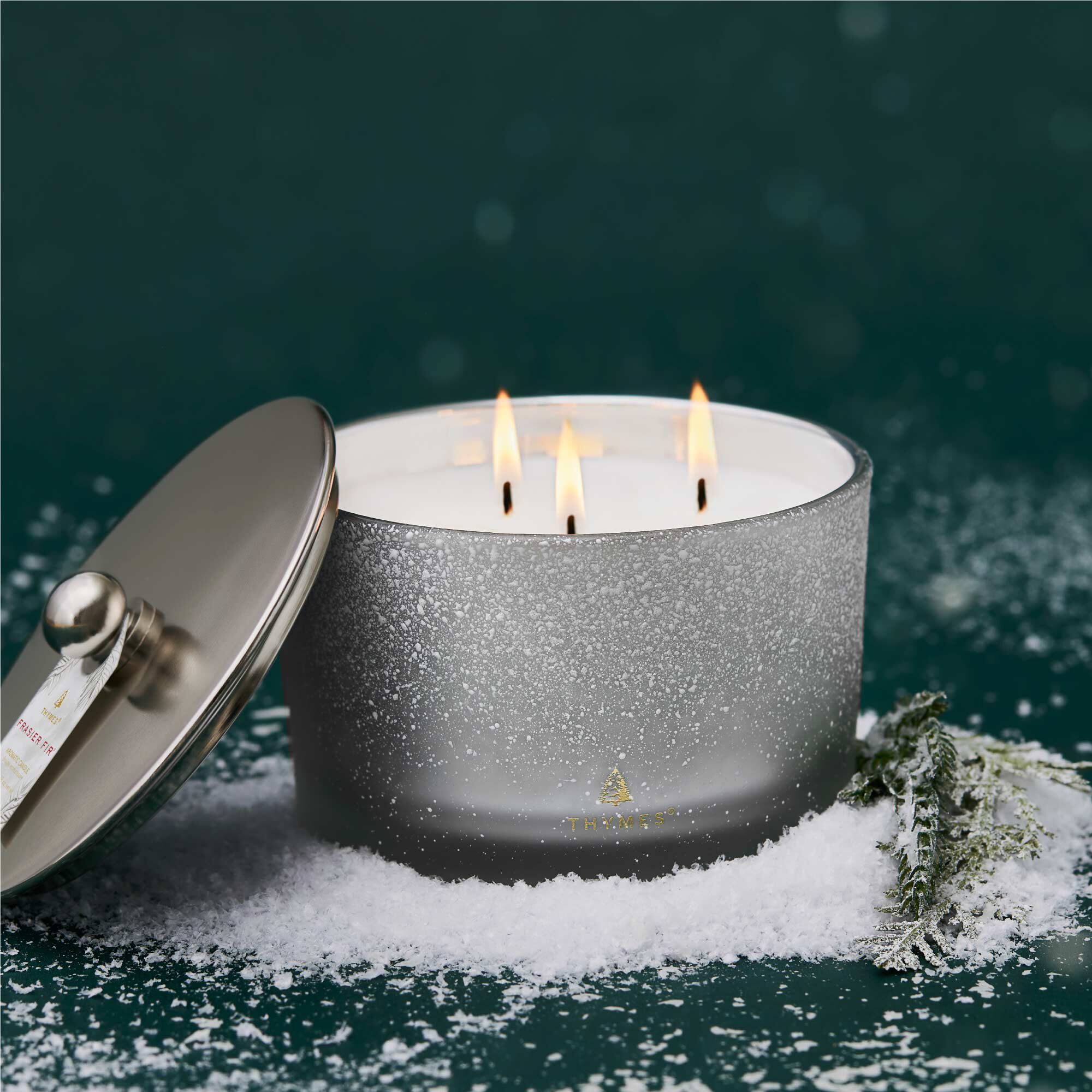 Frasier Fir? Flocked 3-Wick Poured Candle - Thymes