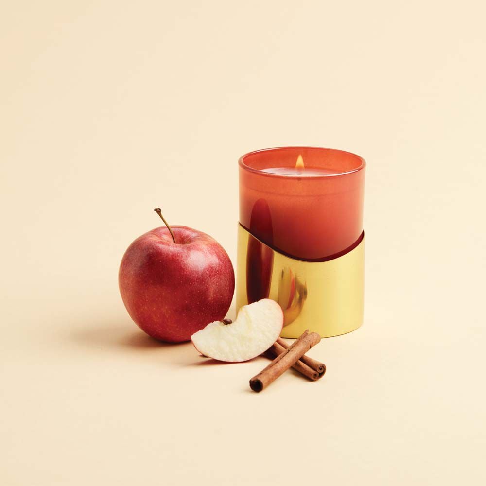 Simmered Cider Harvest Red Poured Candle with Gold Sleeve - Thymes