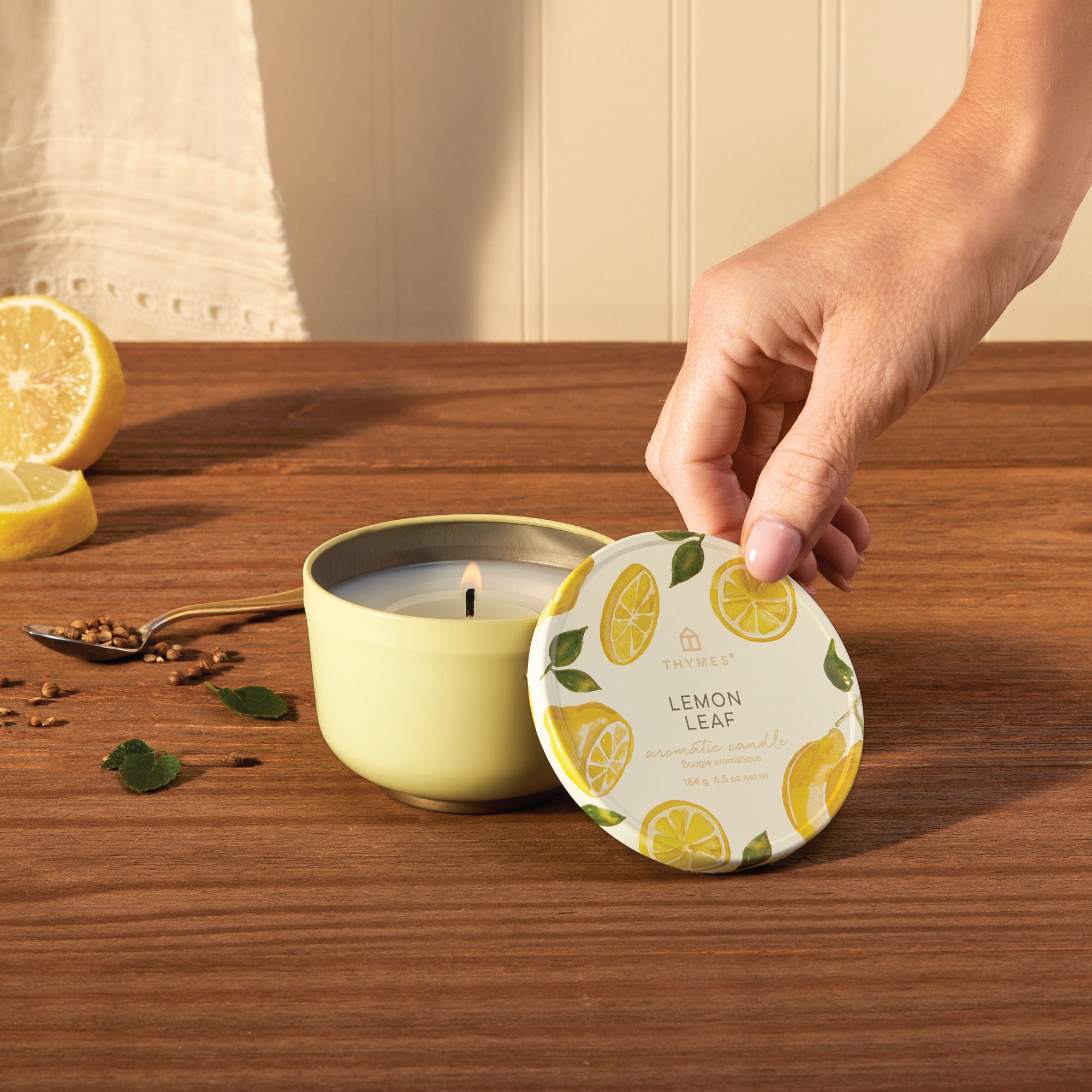 Lemon Leaf Poured Candle Tin - Thymes