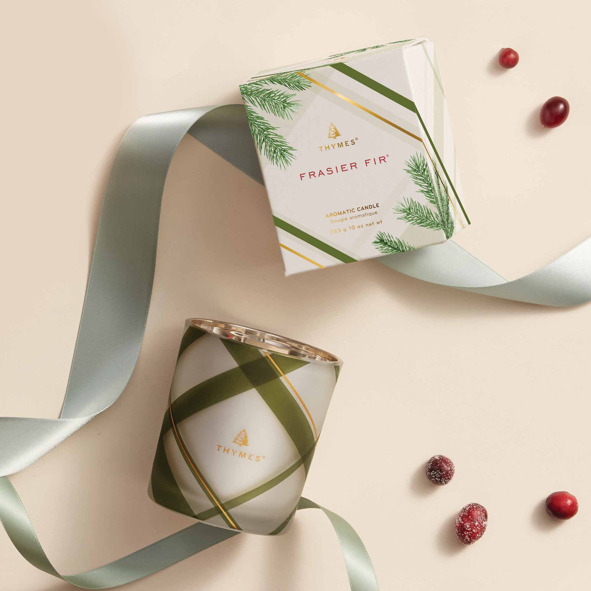 Frasier Fir? Frosted Plaid Votive Candle - Thymes