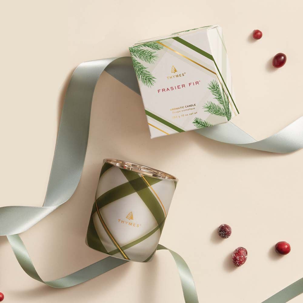 Frasier Fir? Frosted Plaid Medium Candle - Thymes